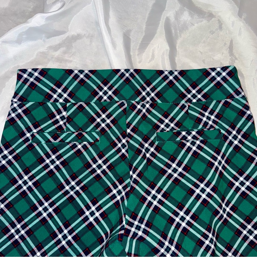 Super Cute Green/Red/White Plaid Slacks/Pants Casual Business Party Ladies 12S - Picture 4 of 8